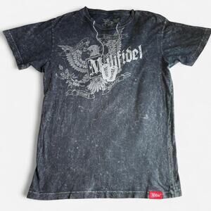 Militfidel Men M Graphic Distressed T-Shirt Gray White